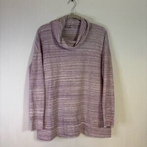 Garnet Hill Purple Cowl Neck Sweater with Fine Knit Texture Size Medium G0127